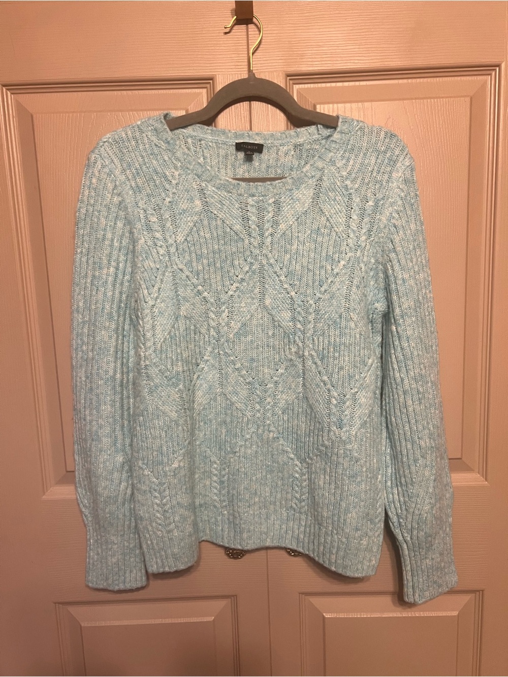 Talbots Light Blue Cable Crewneck Sweater